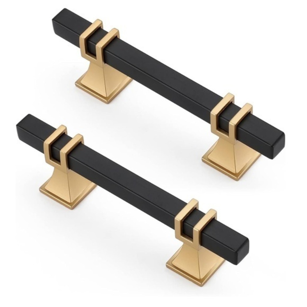 Lepatape 10 Pack 3” Black & Gold Cabinet Pulls - Modern Kitchen Cabinet Hardware